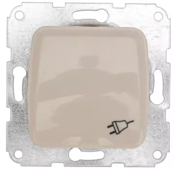 Розетка KRANZ KR-78-0246 DEA 1-ая керамика с/з с крышкой с/у 16А мех. бежевая