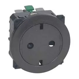 Розетка Legrand 067168 Celiane 2К+З с плоской лицевой панелью, немецкий стандарт, безвинтовые зажимы, графит