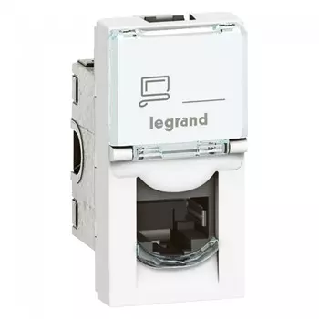 Розетка Legrand 076584 Программа Mosaic - RJ 45, категория 6a, STP, 1 модуль, белый из антибактериального материала