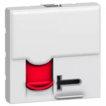 Розетка Legrand 076595 Программа Mosaic - RJ 45, категория 6, FTP, с контролем доступа, 2 модуля, белый с красной шторкой