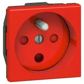 Розетка Legrand 077114 - Программа Mosaic - 2К+З, с винтовыми зажимами, с механической блокировкой, 2 модуля, красная