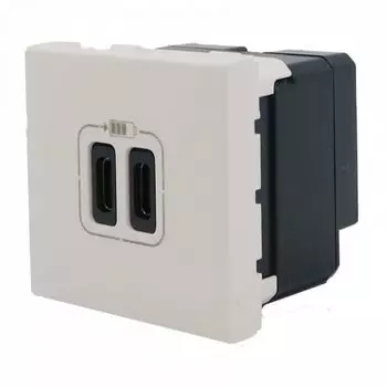 Розетка Legrand 077590 - Программа Mosaic - 2xUSB-C для зарядки, 2 модуля, белый
