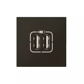 Розетка Legrand 079194L - Программа Mosaic - USB А+А для зарядки двойная, 2 модуля, матовая черная