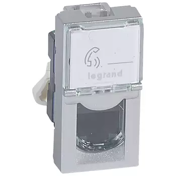 Розетка Legrand 079461 - Программа Mosaic - RJ45, категория 6, UTP, 1 модуль, алюминий