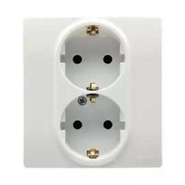 Розетка Legrand 672233 Etika - 2 x 2К+З со шторками, немецкий стандарт, автоматические зажимы, 16 А, 250 В~, белый