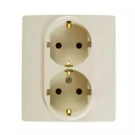 Розетка Legrand 672333 Etika - 2 x 2К+З со шторками, немецкий стандарт, автоматические зажимы, 16 А, 250 В~, слоновая кость