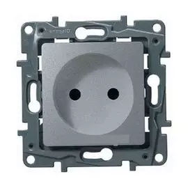 Розетка Legrand 672434 Etika - 2К со шторками, немецкий стандарт, винтовые зажимы, 16 А, 250 В~, алюминий