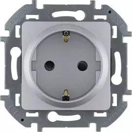 Розетка Legrand 673732 Inspiria алюминий 2К+З со шторками - немецкий стандарт - 16 А - 250 В