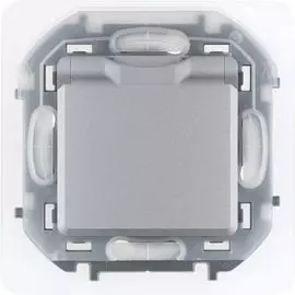Розетка Legrand 673742 Inspiria алюминий 2К+З IP 44 с откидной крышкой и шторками - немецкий стандарт - 16 А - 250 В
