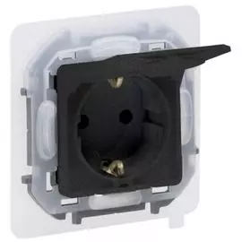 Розетка Legrand 673743 Inspiria антрацит 2К+З IP 44 с откидной крышкой и шторками - немецкий стандарт - 16 А - 250 В