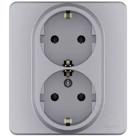 Розетка Legrand 673752 Inspiria алюминий 2 x 2К+З - немецкий стандарт - 16 А - 250 В