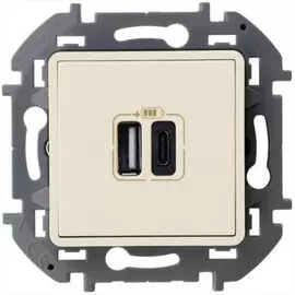 Розетка Legrand 673761 Inspiria слоновая кость с двумя USB-разьемами A-C 240В/5В 3000мА