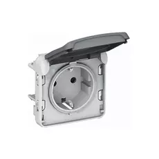 Розетка Legrand 69571 Plexo с/з с крышкой, винтовой зажим IP55 (серая)
