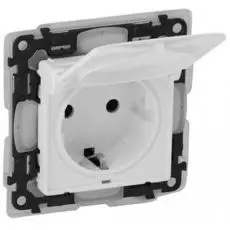 Розетка Legrand 753119 Valena LIFE - IP44, 2К+З, с защитными шторками и откидной крышкой, белая