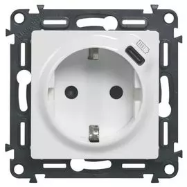Розетка Legrand 753135 Valena LIFE - комбинированная 2К+З 16А ~250В со встроенным зарядным устройством USB с 15А 5В, с лицевой панелью, белое