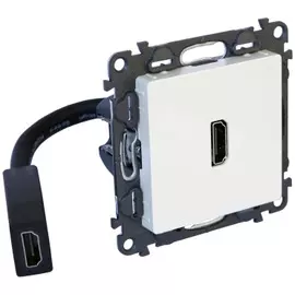 Розетка Legrand 753275 Valena LIFE - HDMI с предварительно подключенным разьемом, с лицевой панелью, цвет слоновая кость