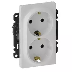 Розетка Legrand 753426 Valena LIFE DIY Бел 2-ая с/з с защитными шторками, безвинт.зажим