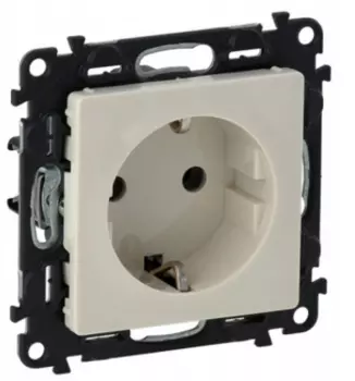 Розетка Legrand 753520 Valena LIFE DIY, 1-ая с/з с защитными шторками, безвинт.зажим, слоновая кость