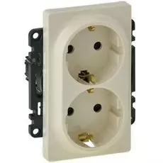 Розетка Legrand 753526 Valena LIFE DIY, 2-ая с/з с защитными шторками, безвинт.зажим, слоновая кость