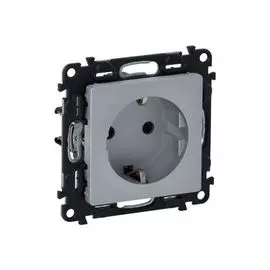 Розетка Legrand 753621 Valena LIFE - 2К+З 16А 250 В с лицевой панелью, безвинтовые зажимы, алюминий