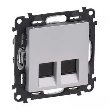 Розетка Legrand 753643 Valena LIFE - 2xRJ45 кат 6 UTP, с лицевой панелью, алюминий