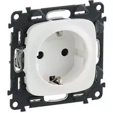 Розетка Legrand 753720 Valena ALLURE DIY, 1-ая с/з с защитными шторками, безвинт.зажим, белая