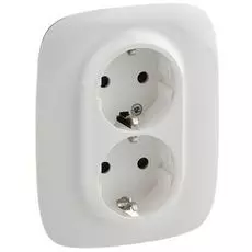 Розетка Legrand 753726 Valena ALLURE DIY, 2-ая с/з с защитными шторками, безвинт.зажим, белая