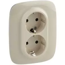 Розетка Legrand 753826 Valena ALLURE DIY, 2-ая с/з с защитными шторками, безвинт.зажим, слоновая кость
