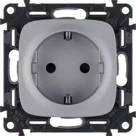 Розетка Legrand 753924 Valena ALLURE - силовая 2К+З 16А 250В с лицевой панелью, винтовые зажимы, алюминий