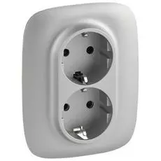 Розетка Legrand 753926 Valena ALLURE DIY, 2-ая с/з с защитными шторками, безвинт.зажим, алюминий