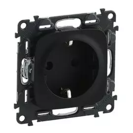 Розетка Legrand 753934 Valena ALLURE - силовая 2К+З 16А 250В с лицевой панелью, винтовые зажимы, антрацит