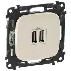 Зарядное устройство Legrand 754996 Valena ALLURE - с двумя USB-разьемами 240В/5В 1500мА, с лицевой панелью, слоновая кость