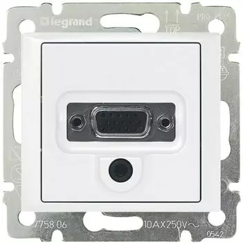 Розетка Legrand 770082 Valena CLASSIC - HD 15 + гнездо диам. 3,5 мм, белая