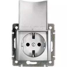 Розетка Legrand 770122 Valena CLASSIC - 2К+3, с откидной крышкой, на винтах, 10/16 А, 230/250 В~, алюминий