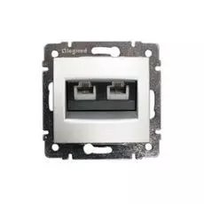 Розетка Legrand 770139 Valena телефонная RJ 11, 4 контакта, 2 выхода, IP20 (алюминий)