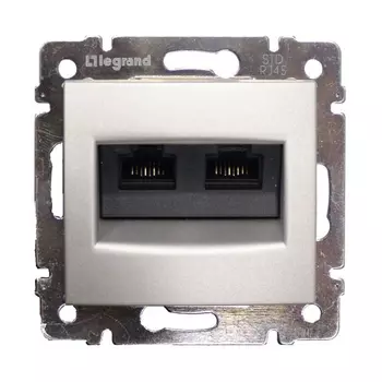 Розетка Legrand 770239 Valena CLASSIC - 2xRJ45, категория 5e, UTP, на винтах, алюминий