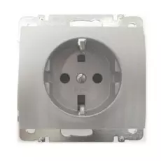 Розетка Legrand 771363 Galea Life с/з со шторками в сборе с накладкой алюм.