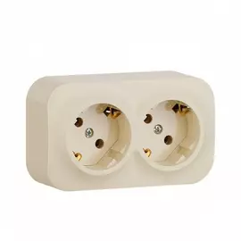 Розетка Legrand 782263 Quteo - 2 x 2К+З без шторок, 16 A, 250 В~, IP 20, слоновая кость