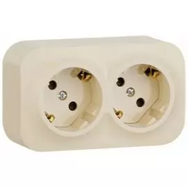 Розетка Legrand 782267 Quteo IP 20 Слоновая кость с предварительным подключением 2 x 2К+З с защитными шторками - 16 A - 250 В~