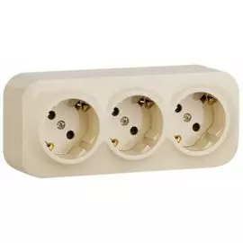 Розетка Legrand 782268 Quteo IP 20 Слоновая кость с предварительным подключением 3 x 2К+З с защитными шторками - 16 A - 250 В~