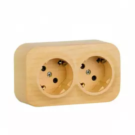 Розетка Legrand 782287 Quteo - 2 x 2К+З с защитными шторками, 16 A, 250 В~, IP 20, дерево