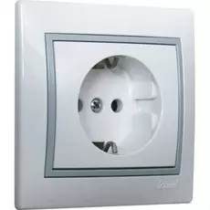 Розетка Lezard 701-0215-122 СП Мира с заземл. керам. бел/сер.