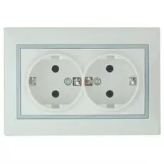 Розетка Lezard 701-0215-127 СП Мира с заземл. керам. бел/сер.