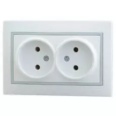 Розетка Lezard 701-0215-128 СП Мира без заземл. керам. бел/сер.