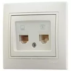 Розетка Lezard 701-0303-143 СП Мира RJ11/RJ45 крем/крем