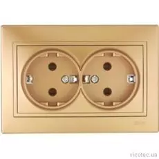 Розетка Lezard 701-1313-127 СП Мира с заземл. керам. метал. золото