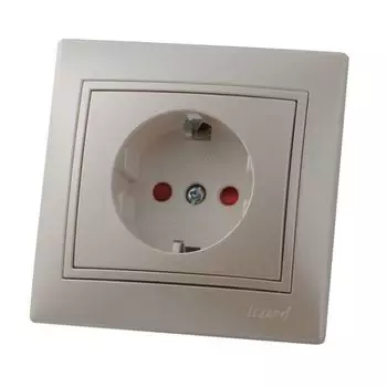 Розетка Lezard 701-3030-124 Mira 1-м СП 16А IP20 с заземл. защ. шторки со вставкой керамика жемчуж./бел. перламутр.