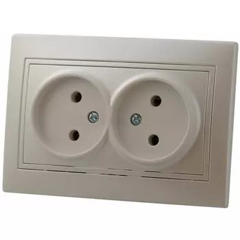 Розетка Lezard 701-3030-128 Mira 2-м СП 16А IP20 без заземл. со вставкой керамика жемчуж./бел. перламутр.