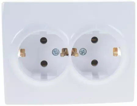 Розетка Lezard 707-0200-127B Karina 2-м СП с заземл. термопласт бел.