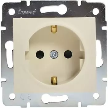 Розетка Lezard 707-0388-124B Karina 1-м СП с заземл. защ. шторки термопласт механизм крем.